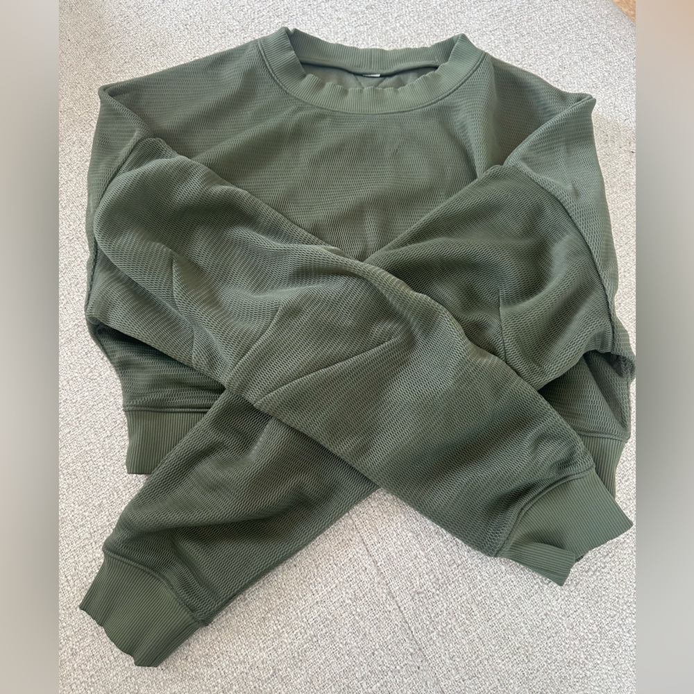 ALO Yoga Crop Mesh Crew Neck Sweater